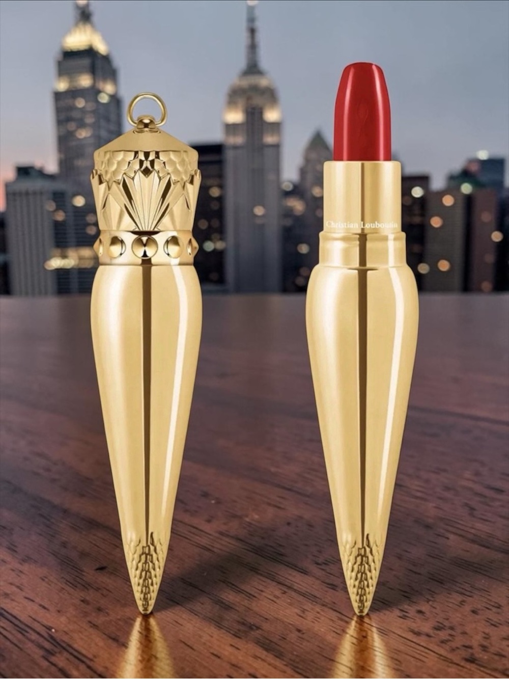 NIB Christian Louboutin Rouge Louboutin Silky Satin Lipstick 001 Gold Case